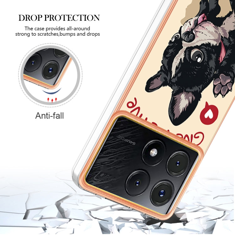 For Xiaomi Poco X6 Pro / Redmi K70E Electroplating Marble Dual-side IMD Phone Case(Lucky Dog) - K70E Cases by buy2fix | Online Shopping UK | buy2fix