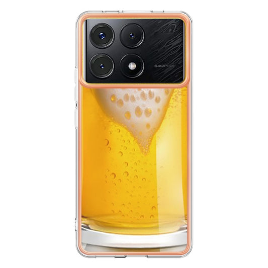 For Xiaomi Poco X6 Pro / Redmi K70E Electroplating Marble Dual-side IMD Phone Case(Draft Beer) by buy2fix