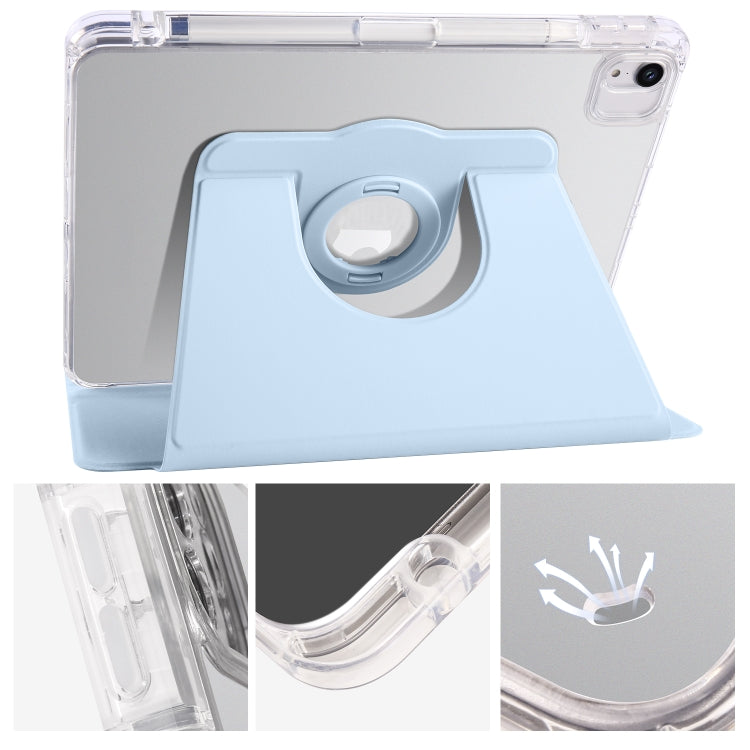 For iPad Pro 11 2022 / Air 10.9 2022 Clear Acrylic 360 Rotation Detachable Leather Tablet Case(Ice Blue) - iPad Pro 11 (2022/2021) Cases by buy2fix | Online Shopping UK | buy2fix
