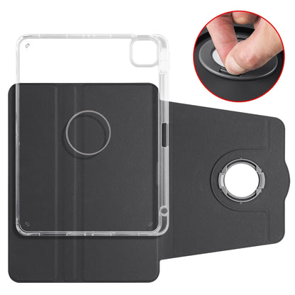 For iPad Pro 11 2022 / Air 10.9 2022 Clear Acrylic 360 Rotation Detachable Leather Tablet Case(Black) - iPad Pro 11 (2022/2021) Cases by buy2fix | Online Shopping UK | buy2fix
