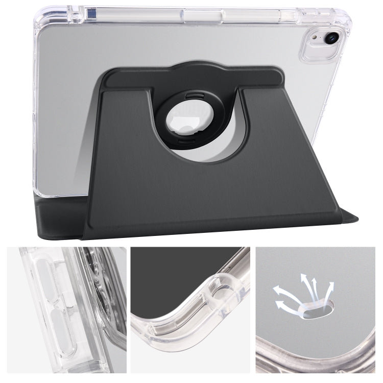 For iPad Pro 11 2022 / Air 10.9 2022 Clear Acrylic 360 Rotation Detachable Leather Tablet Case(Black) - iPad Pro 11 (2022/2021) Cases by buy2fix | Online Shopping UK | buy2fix