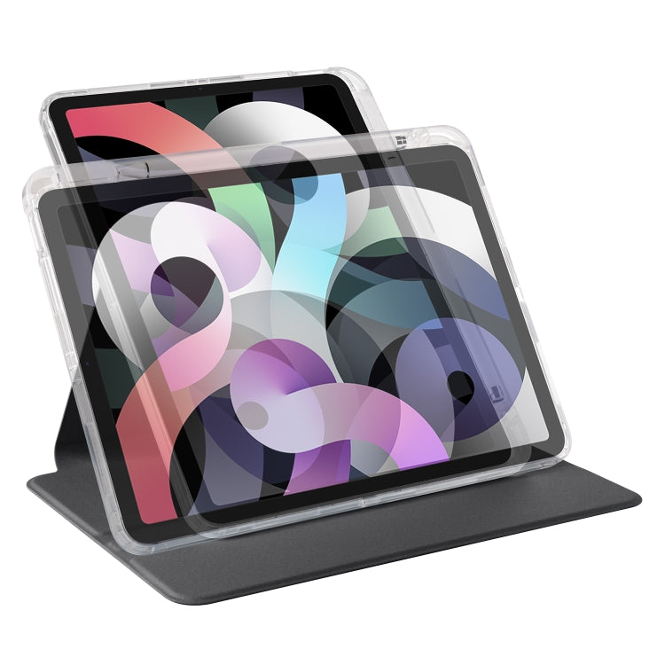 For iPad Pro 11 2022 / Air 10.9 2022 Clear Acrylic 360 Rotation Detachable Leather Tablet Case(Black) - iPad Pro 11 (2022/2021) Cases by buy2fix | Online Shopping UK | buy2fix