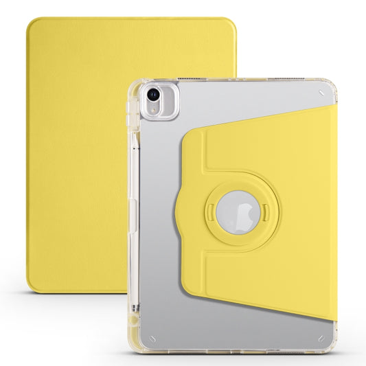 For iPad Pro 11 2022 / Air 10.9 2022 Clear Acrylic 360 Rotation Detachable Leather Tablet Case(Yellow) - iPad Pro 11 (2022/2021) Cases by buy2fix | Online Shopping UK | buy2fix