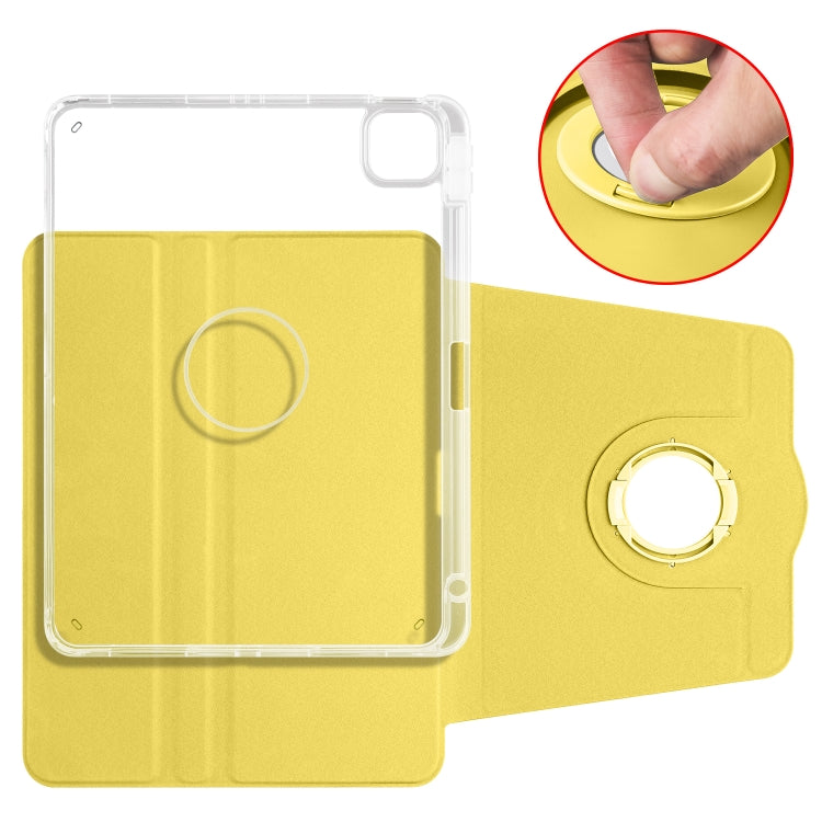 For iPad Pro 11 2022 / Air 10.9 2022 Clear Acrylic 360 Rotation Detachable Leather Tablet Case(Yellow) - iPad Pro 11 (2022/2021) Cases by buy2fix | Online Shopping UK | buy2fix