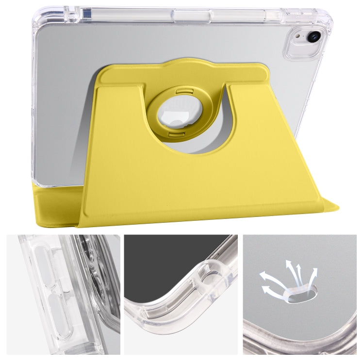 For iPad Pro 11 2022 / Air 10.9 2022 Clear Acrylic 360 Rotation Detachable Leather Tablet Case(Yellow) - iPad Pro 11 (2022/2021) Cases by buy2fix | Online Shopping UK | buy2fix