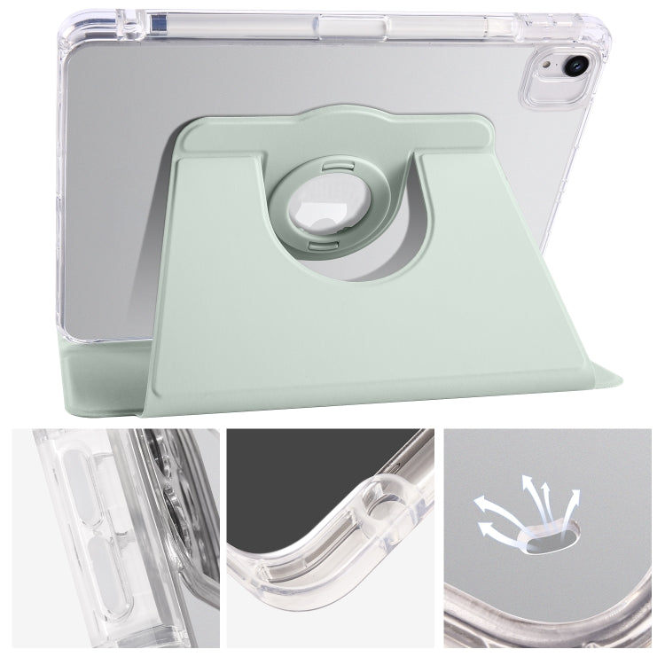 For iPad Pro 11 2022 / Air 10.9 2022 Clear Acrylic 360 Rotation Detachable Leather Tablet Case(Light Green) - iPad Pro 11 (2022/2021) Cases by buy2fix | Online Shopping UK | buy2fix