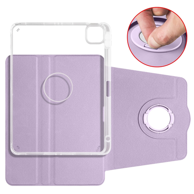 For iPad Pro 11 2022 / Air 10.9 2022 Clear Acrylic 360 Rotation Detachable Leather Tablet Case(Light Purple) - iPad Pro 11 (2022/2021) Cases by buy2fix | Online Shopping UK | buy2fix