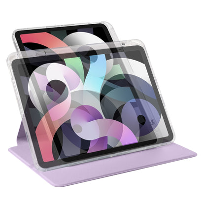 For iPad Pro 11 2022 / Air 10.9 2022 Clear Acrylic 360 Rotation Detachable Leather Tablet Case(Light Purple) - iPad Pro 11 (2022/2021) Cases by buy2fix | Online Shopping UK | buy2fix