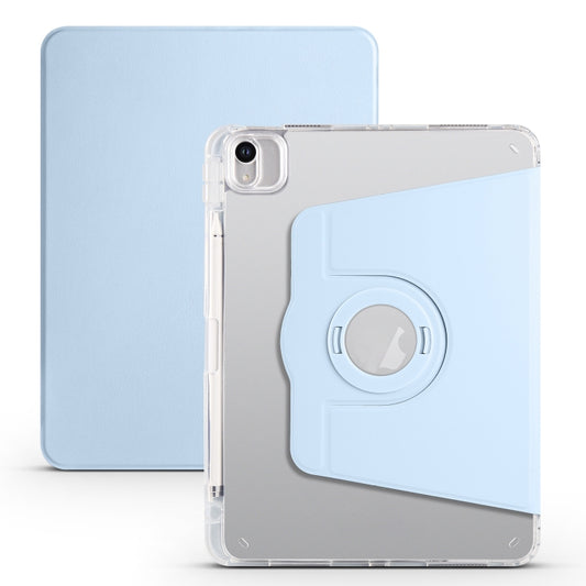 For iPad Air 11 2025 / 2024 Clear Acrylic 360 Rotation Detachable Leather Tablet Case(Ice Blue) by buy2fix