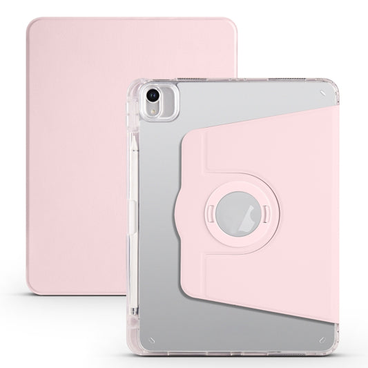 For iPad Air 11 2025 / 2024 Clear Acrylic 360 Rotation Detachable Leather Tablet Case(Pink) by buy2fix