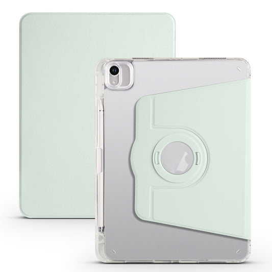 For iPad Air 11 2025 / 2024 Clear Acrylic 360 Rotation Detachable Leather Tablet Case(Light Green) by buy2fix