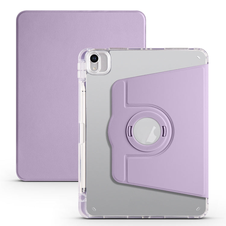 For iPad Air 13 2024 Clear Acrylic 360 Rotation Detachable Leather Tablet Case(Light Purple) - iPad Air 13 2024 Cases by buy2fix | Online Shopping UK | buy2fix