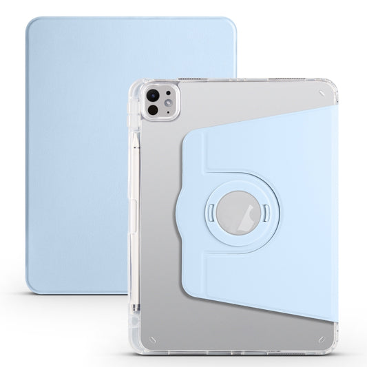 For iPad Pro 11 2025 / 2024 Clear Acrylic 360 Rotation Detachable Leather Tablet Case(Ice Blue) by buy2fix
