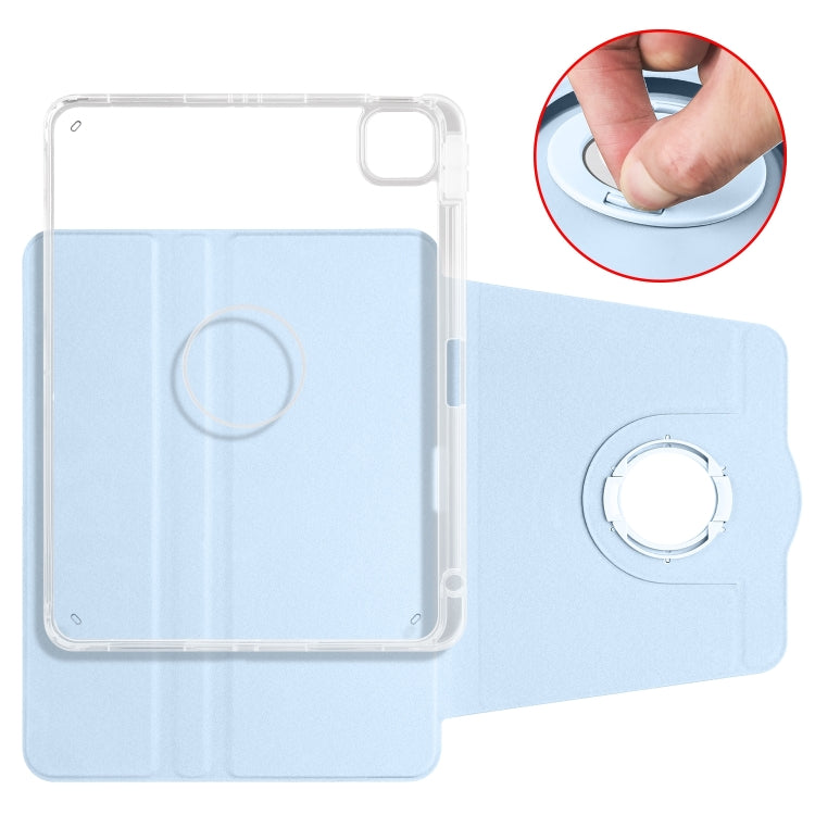 For iPad Pro 11 2025 / 2024 Clear Acrylic 360 Rotation Detachable Leather Tablet Case(Ice Blue) by buy2fix