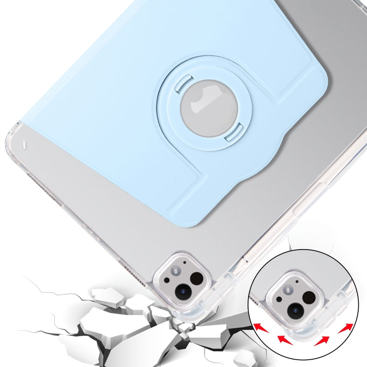 For iPad Pro 11 2025 / 2024 Clear Acrylic 360 Rotation Detachable Leather Tablet Case(Ice Blue) by buy2fix