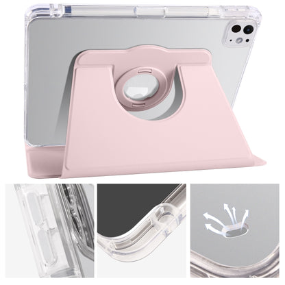 For iPad Pro 11 2025 / 2024 Clear Acrylic 360 Rotation Detachable Leather Tablet Case(Pink) by buy2fix
