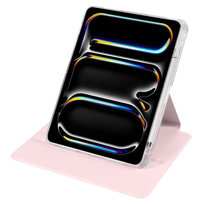 For iPad Pro 11 2025 / 2024 Clear Acrylic 360 Rotation Detachable Leather Tablet Case(Pink) by buy2fix