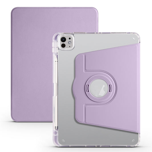 For iPad Pro 11 2025 / 2024 Clear Acrylic 360 Rotation Detachable Leather Tablet Case(Light Purple) by buy2fix
