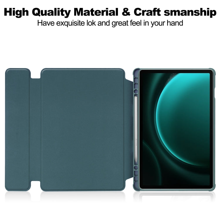 For Samsung Galaxy Tab S9 FE+ 360 Rotation Transparent Smart Leather Case with Keyboard(Dark Green) - Galaxy Tab S9 FE+ by buy2fix | Online Shopping UK | buy2fix