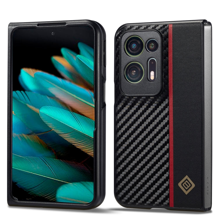 For OPPO Find N2 LC.IMEEKE 3 in 1 Carbon Fiber Texture Shockproof Phone Case(Black) - OPPO Cases by LC.IMEEKE | Online Shopping UK | buy2fix