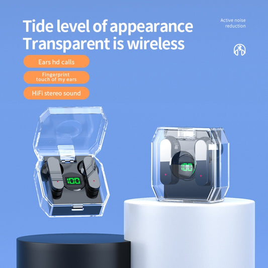 K30 Transparent Capsule Digital Display Touch Control Bluetooth Earphones(Black) by buy2fix