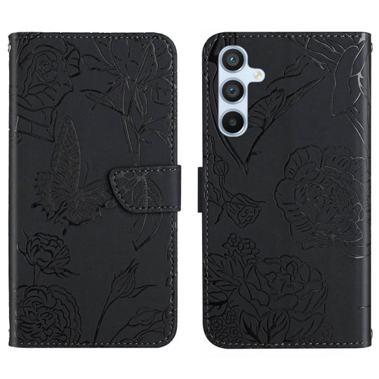 For Samsung Galaxy S24 5G Skin Feel Butterfly Embossed Flip Leather Phone Case(Black)