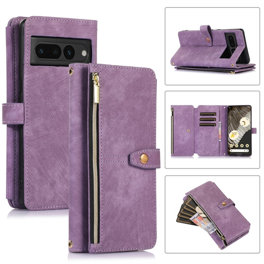 For Google Pixel 7 Pro Dream 9-Card Wallet Zipper Bag Leather Phone Case(Purple) by buy2fix