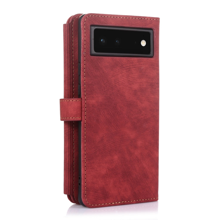 For Google Pixel 6 Dream 9-Card Wallet Zipper Bag Leather Phone Case(Red) - Google Cases by buy2fix | Online Shopping UK | buy2fix