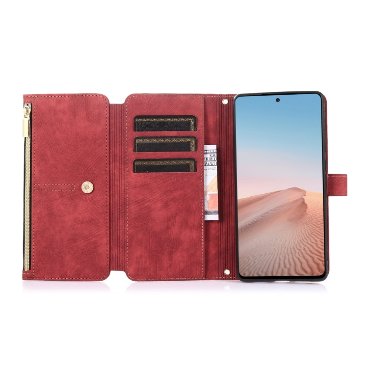 For Google Pixel 6 Dream 9-Card Wallet Zipper Bag Leather Phone Case(Red) - Google Cases by buy2fix | Online Shopping UK | buy2fix