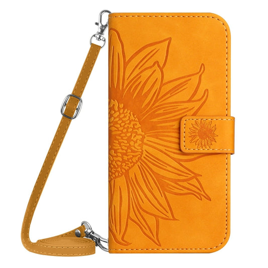 For Samsung Galaxy S24 Ultra 5G Skin Feel Sun Flower Embossed Flip Leather Phone Case with Lanyard(Yellow) by buy2fix