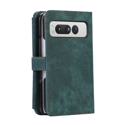 For Google Pixel Fold Dream 9-Card Wallet Zipper Bag Leather Phone Case(Green) - Google Cases by buy2fix | Online Shopping UK | buy2fix