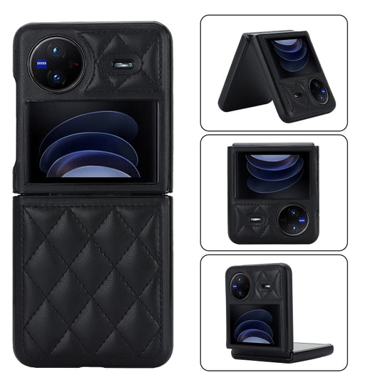 For vivo X Flip Rhombic Microfiber Folding Phone Case(Black) by buy2fix