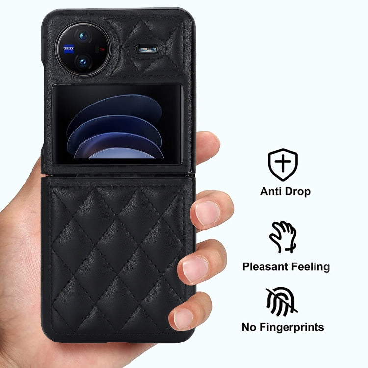 For vivo X Flip Rhombic Microfiber Folding Phone Case(Black) - vivo Cases by buy2fix | Online Shopping UK | buy2fix