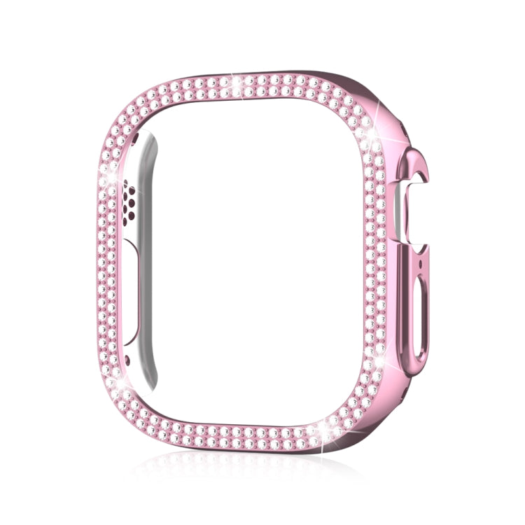For Apple Watch Ultra 2 / Ultra 49mm Double Row Diamond Hollow PC Watch Case(Pink) by buy2fix