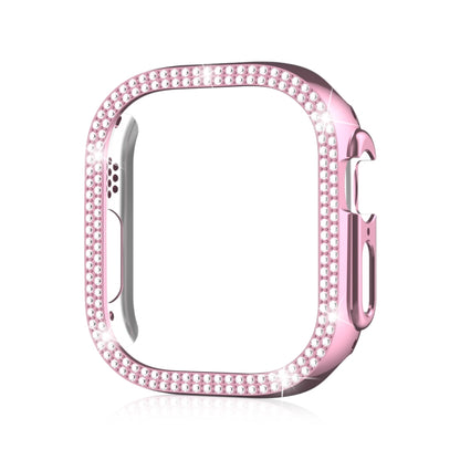 For Apple Watch Ultra 2 / Ultra 49mm Double Row Diamond Hollow PC Watch Case(Pink) by buy2fix