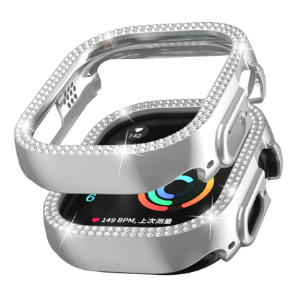 For Apple Watch Ultra 2 / Ultra 49mm Double Row Diamond Hollow PC Watch Case(Silver) by buy2fix