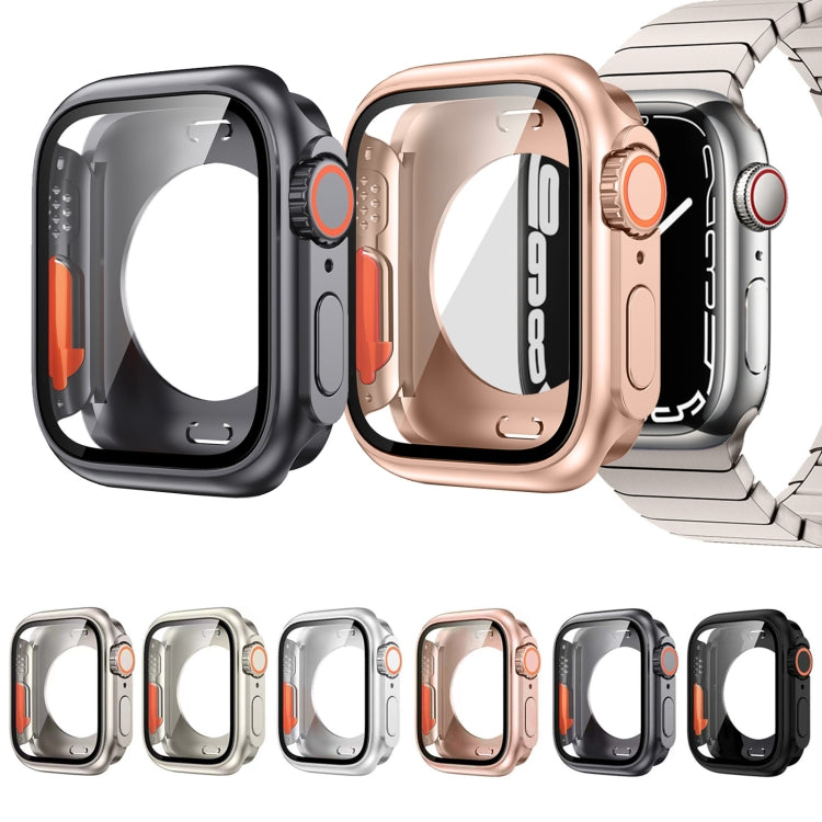 For Apple Watch Series 6 / 5 / 4 / SE 44mm Change to Ultra 49mm All-Inclusive Film Hybrid PC Watch Case(Rose Gold) - Watch Cases by buy2fix | Online Shopping UK | buy2fix