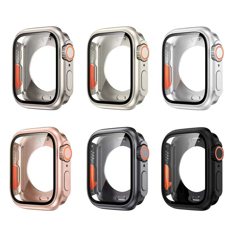 For Apple Watch Series 9 / 8 / 7 45mm Change to Ultra 49mm All-Inclusive Film Hybrid PC Watch Case(Rose Gold) by buy2fix