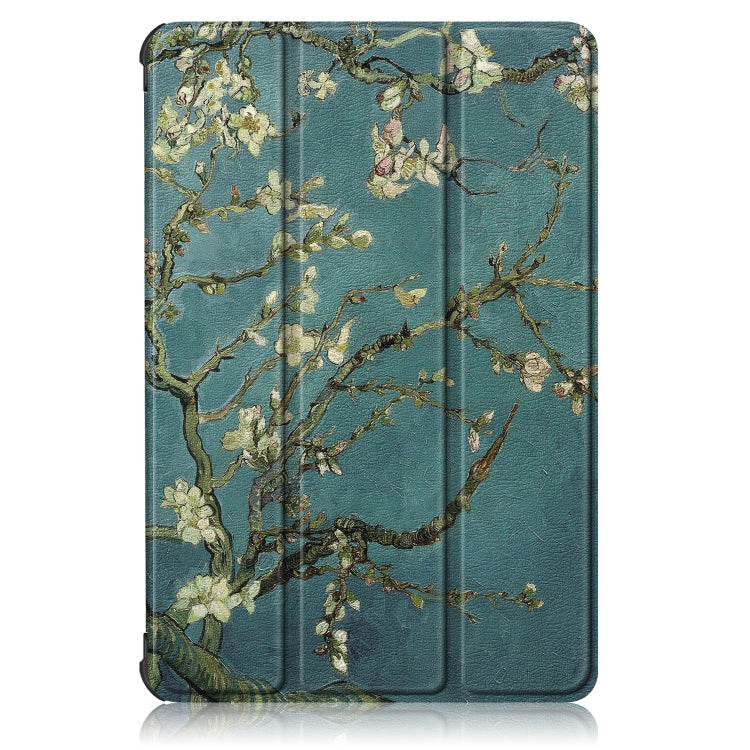 For Honor Pad 7 10.1inch/X8/X8 Lite Custer Painted Painted 3-folding Holder Tablet PC Leather Case(Apricot Blossom) - Honor by buy2fix | Online Shopping UK | buy2fix