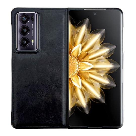 For Honor Magic V2 Crazy Horse Texture PU + PC Phone Case(Black)