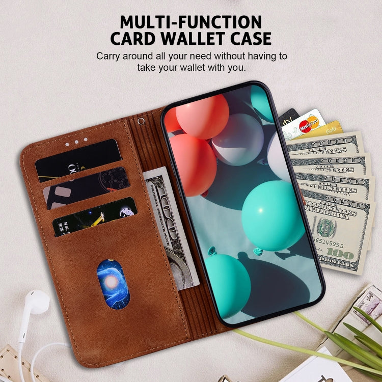 For Motorola Moto G Play 4G 2024 Seven-shaped Embossed Leather Phone Case(Brown) by buy2fix