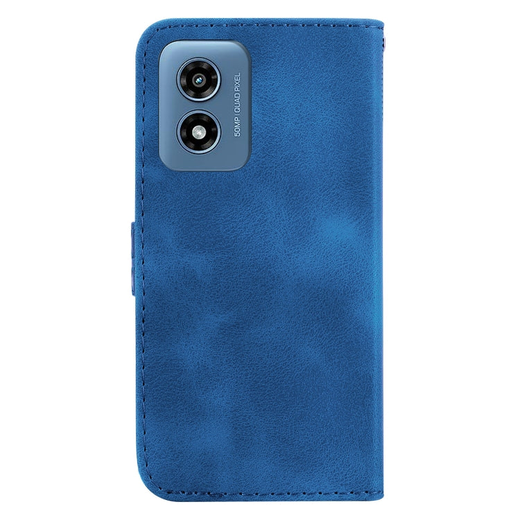 For Motorola Moto G Play 4G 2024 Seven-shaped Embossed Leather Phone Case(Blue) - Motorola Cases by buy2fix | Online Shopping UK | buy2fix