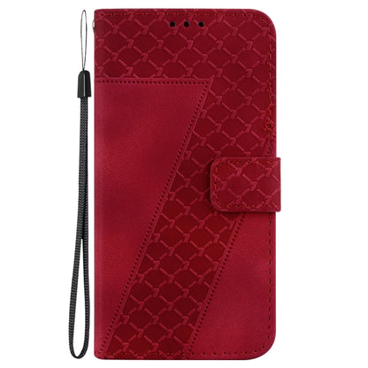 For Motorola Moto G Play 4G 2024 Seven-shaped Embossed Leather Phone Case(Red) - Motorola Cases by buy2fix | Online Shopping UK | buy2fix