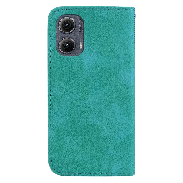 For Motorola Edge 2024 Seven-shaped Embossed Leather Phone Case(Green) - Motorola Cases by buy2fix | Online Shopping UK | buy2fix