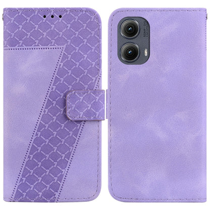 For Motorola Edge 2024 Seven-shaped Embossed Leather Phone Case(Purple) by buy2fix