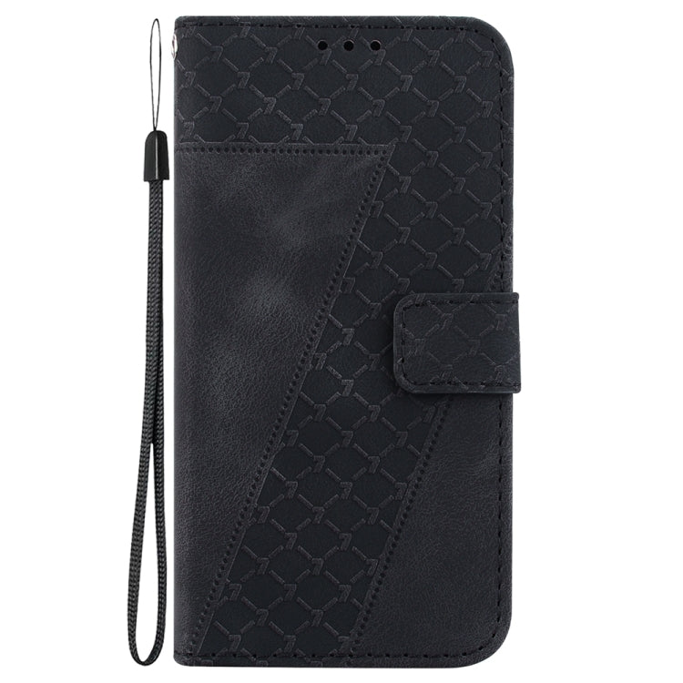 For Motorola Edge 2024 Seven-shaped Embossed Leather Phone Case(Black) - Motorola Cases by buy2fix | Online Shopping UK | buy2fix