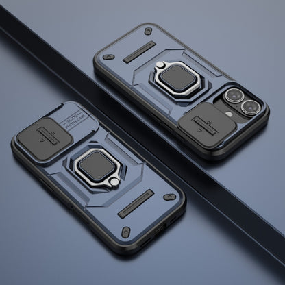 For iPhone 16 Sliding Camshield TPU + PC Shockproof Phone Case with Holder(Blue) by buy2fix