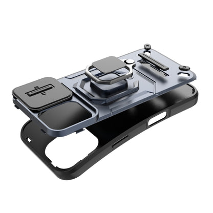 For iPhone 16 Sliding Camshield TPU + PC Shockproof Phone Case with Holder(Blue) by buy2fix