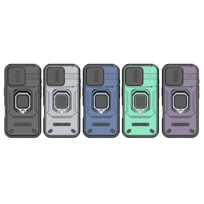For iPhone 16 Sliding Camshield TPU + PC Shockproof Phone Case with Holder(Blue) by buy2fix