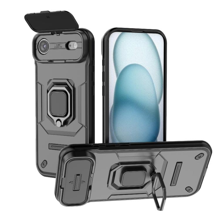 For iPhone Air Sliding Camshield TPU + PC Shockproof Phone Case with Holder(Black) - iPhone Air Cases by buy2fix | Online Shopping UK | buy2fix